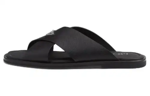 PRADA Brushed-finish Crisscross Slides