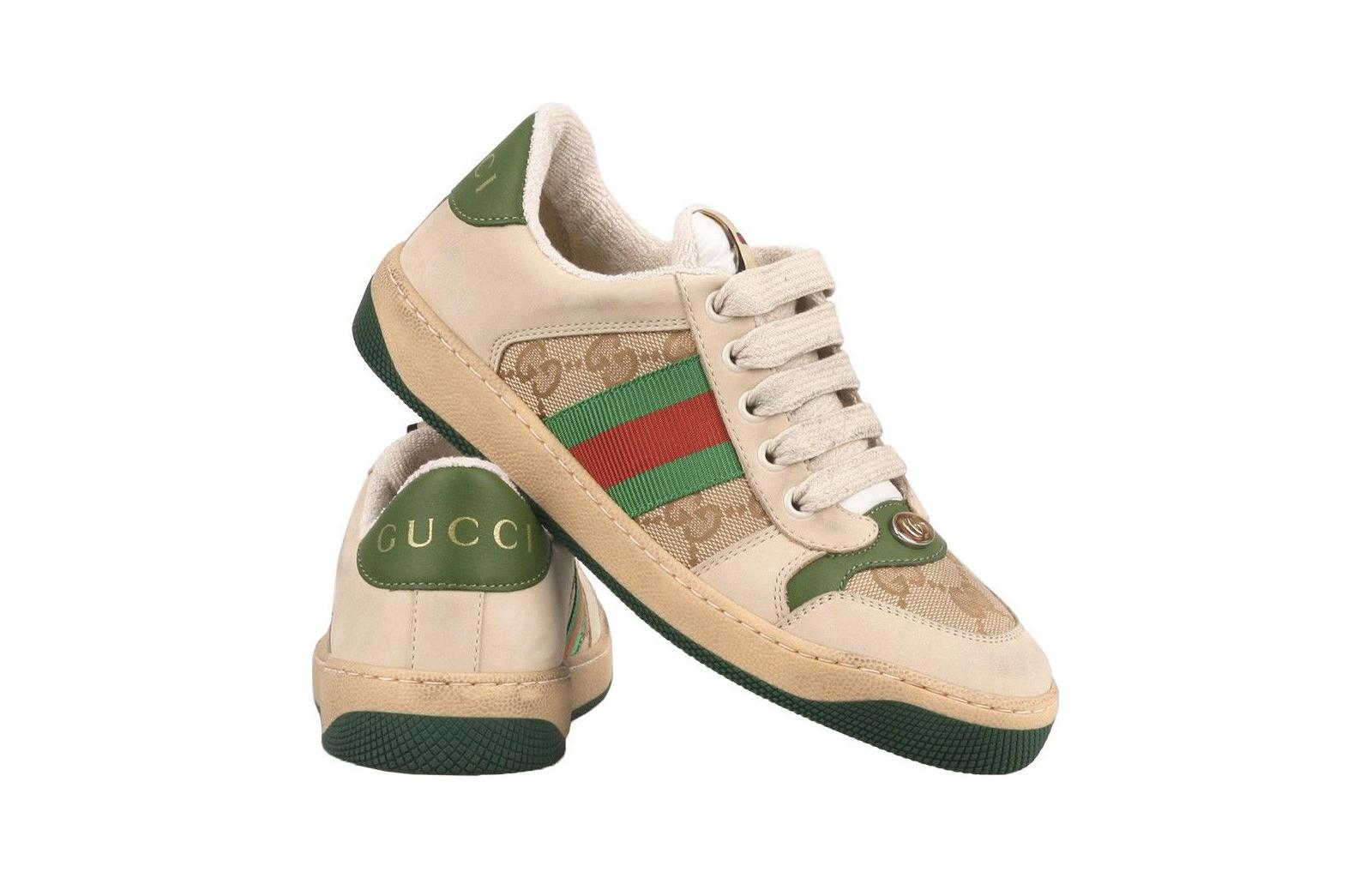 Кеды Gucci Screener (бежево-зеленые) — фото 4
