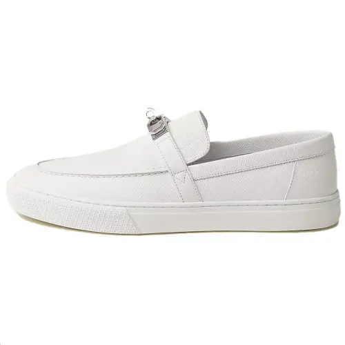 HERMES Game Calfskin Casual Shoes Men's White