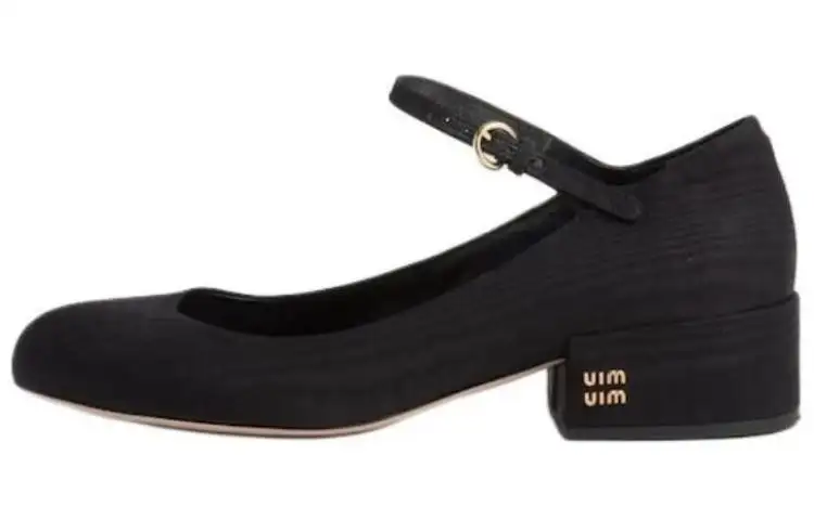 MIU MIU Runway Chunky Heel Mary Jane Shoes 3.5cm Women's Black