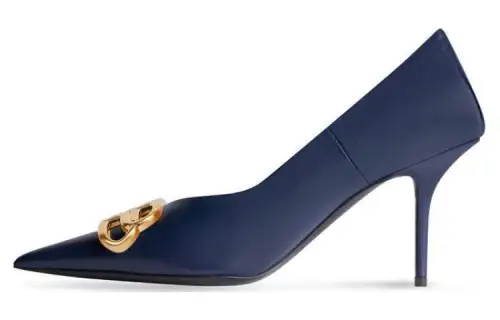 Balenciaga Knife Leather Slim Heel High Heels 8cm Women's Blue