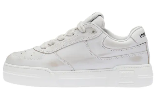MIU MIU Leather Low top Stylish Skateboarding Shoes Women's White