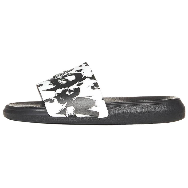Мужские шлепанцы Alexander McQueen Slide (черно-белые)