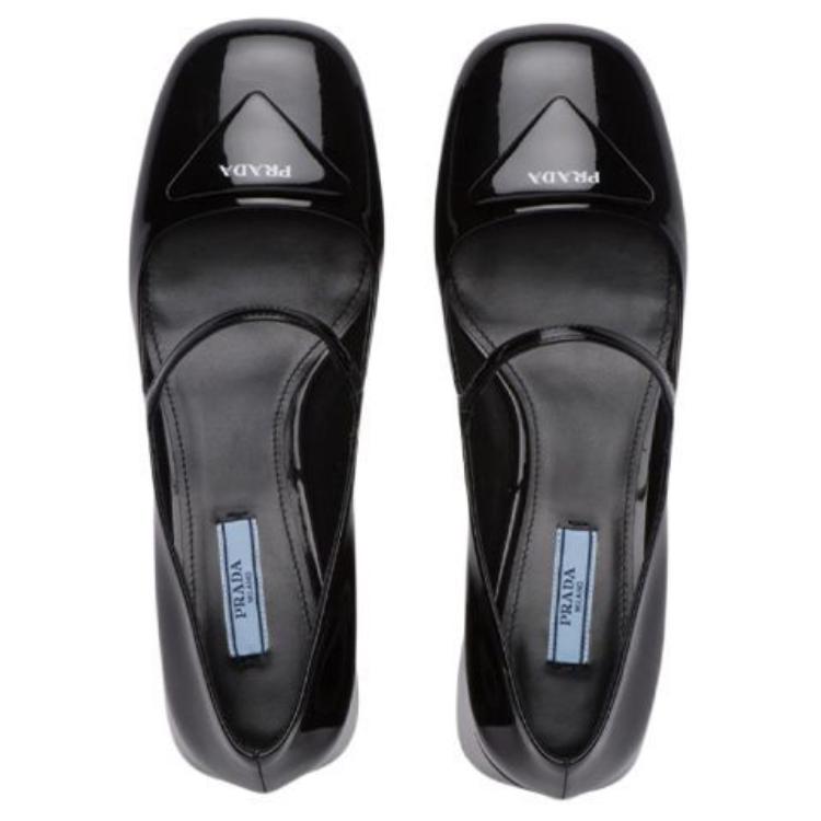 PRADA Patent Logo Mary Jane Shoes 'Black' Women's