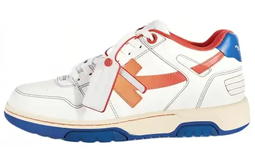 OFF WHITE Out Of Office Ooo Low Tops White Orange Blue Contrast Stitching
