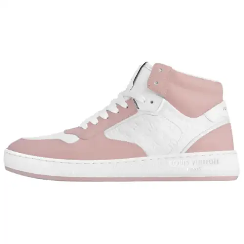 LOUIS VUITTON Stadium Cow Leather Mid top Skateboard Shoes Women's Pink
