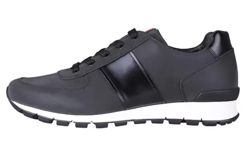 PRADA Cow Leather Low top Sports Casual Shoes Men's Dark Gray