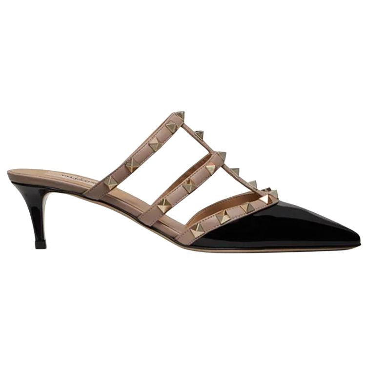 Valentino Rockstud Closed Toe Slippers Women's Brown
