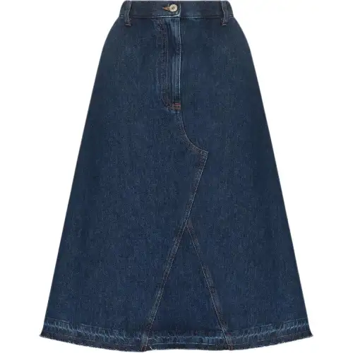 LOEWE Denim Long Skirts Women's Blue Moderate Long A Line Skirt