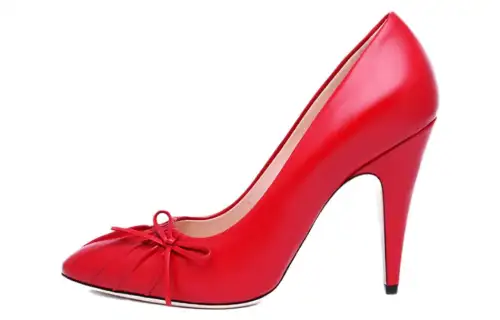 GUCCI Leather Cone Heel High Heels Women's Red