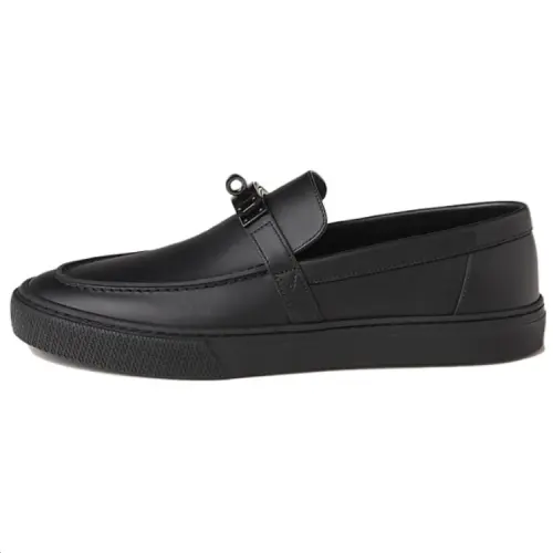 HERMES Game Loafers Men's Black