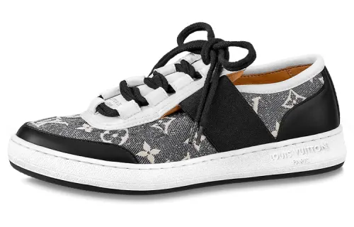 LOUIS VUITTON Lous Denim Lace Up Low top Stylish Skateboarding Shoes Women's Gray