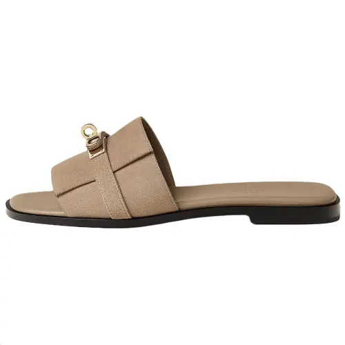 HERMES Giulia Slide Slippers Women's Light Umber