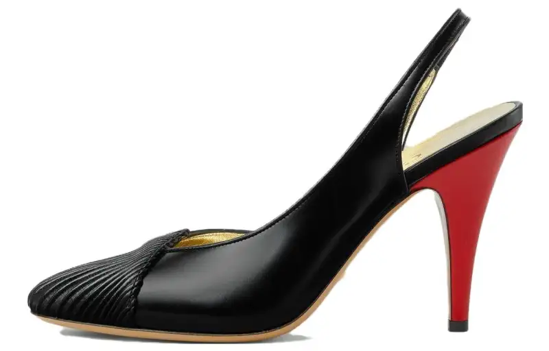 GUCCI Slingback Leather Pumps Black Women's