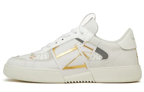 Valentino VL7N GARAVANI Leather Low top Stylish Skateboarding Shoes Men's White Gold