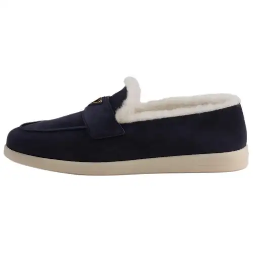 PRADA Leather, Suede Loafers 1.5cm Men's Blue
