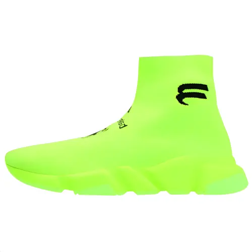 Balenciaga Speed Fabric High top Casual Shoes Women's Neon Yellow