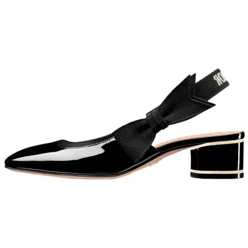 DIOR Miss Dior Cow Leather Chunky Heel High Heels 4cm Women's Black