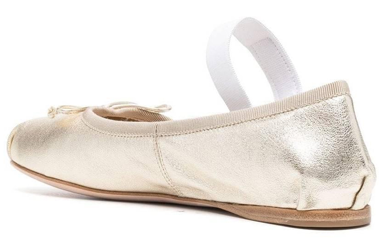 MIU MIU Leather Casual Shoes Women's Gold