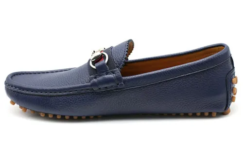 GUCCI Horsebit Gommino Loafers Men's Low Top Blue