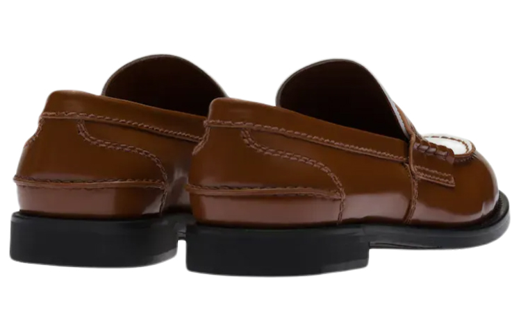 MIU MIU Penny Leather Women's Casual Shoes Women's White Brown
