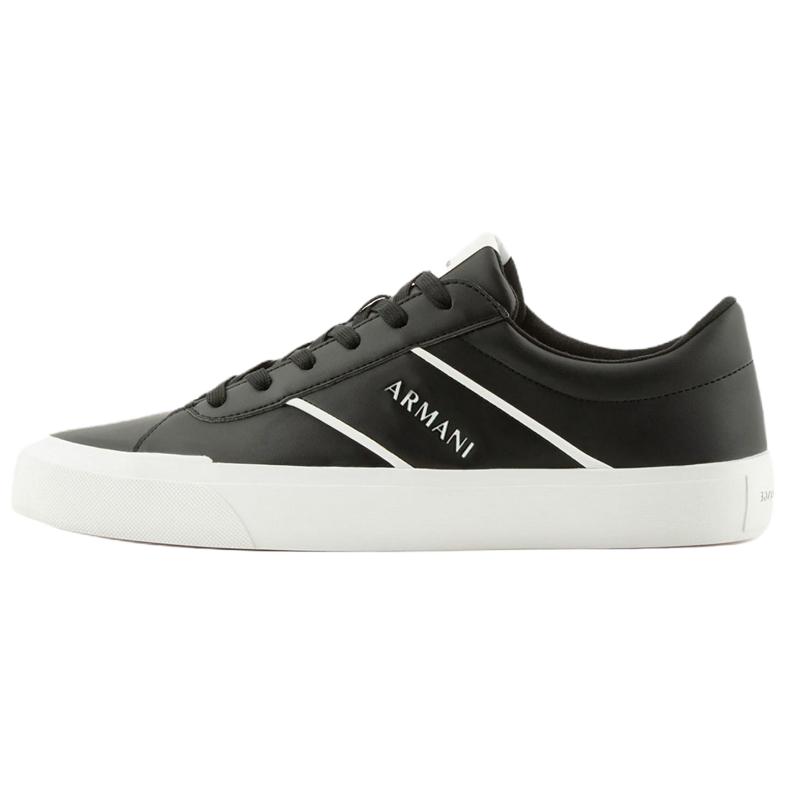 ARMANI EXCHANGEAE Leather Low top Skateboard Shoes Men's Black