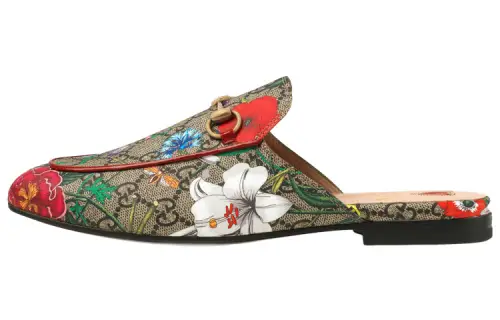GUCCI Closed Toe Slippers Women's Red Brown