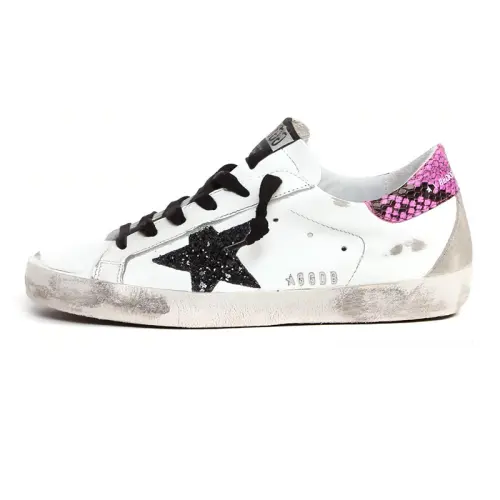 Golden Goose Super Star Comfortable Low top Stylish Skateboarding Shoes Women's White Pink Distressed
