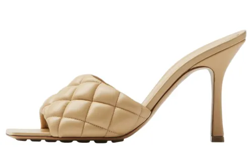 Bottega Veneta Stretch Leather Patchwork Slide Slippers Women's Sucrose