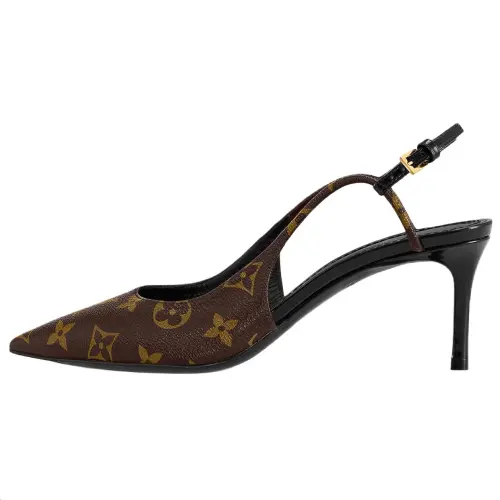 LOUIS VUITTON Chérie Cow Leather Slim Heel High Heels Women's Brown
