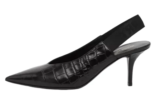Burberry Embossed Leather Slim Heel Stylish Sandal Women's Black