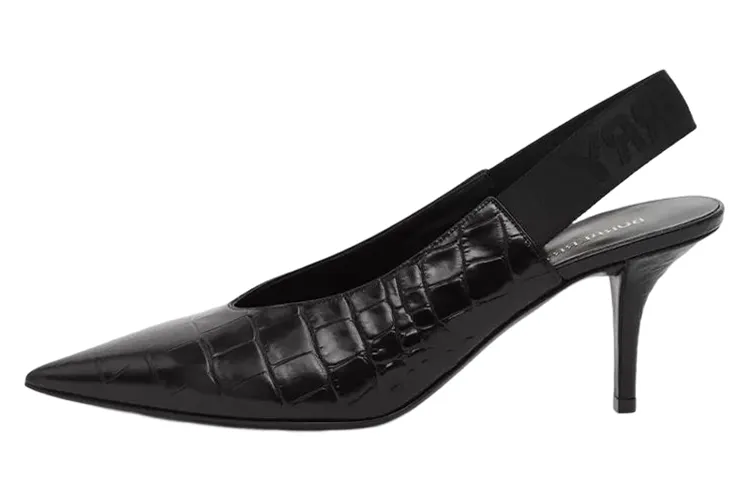 Burberry Embossed Leather Slim Heel Stylish Sandal Women's Black