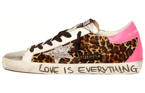 Golden Goose Super Star Skateboard Shoes Women's Low Top Leopard Print Yellow/Pink