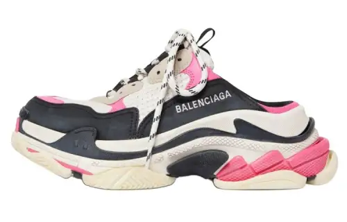 Balenciaga Triple S Mules 'White Pink And Black Double Foam And Mesh' Women's