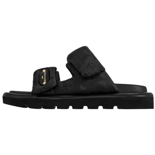 LOUIS VUITTON Pool Pillow Comfort Slide Slippers Women's Black