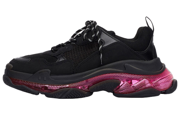 Balenciaga Balenciaga Triple S Transparent Sole Low Top Dad Shoes Women's Black Pink