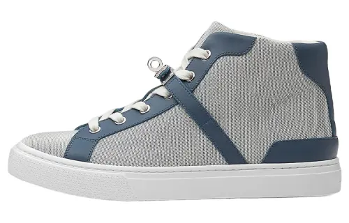 HERMES Daydream Cow Leather, Leather High top Stylish Skateboarding Shoes Women's Gray Blue