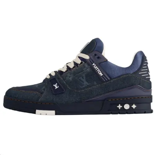 LOUIS VUITTON Trainer Cow Leather Low top Skateboard Shoes Women's Dark Blue