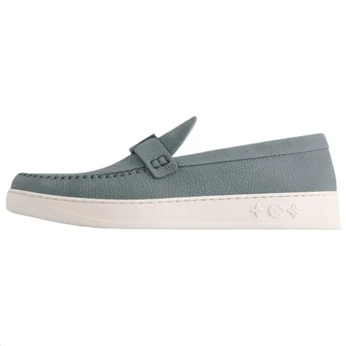 LOUIS VUITTON Resort Cow Leather Loafers Men's Gray Green
