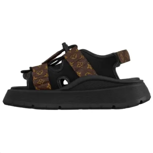 LOUIS VUITTON Chameleon One Strap Sandals Women's Brown