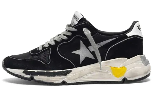 Golden Goose Running Sole Leather Low top Casual Shoes Men's Black White Yellow