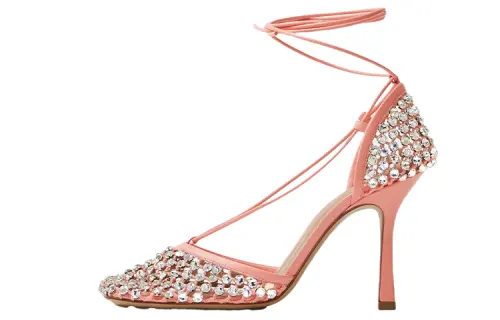 Bottega Veneta Stretch Leather Slim Heel Stylish Sandal Women's Pink