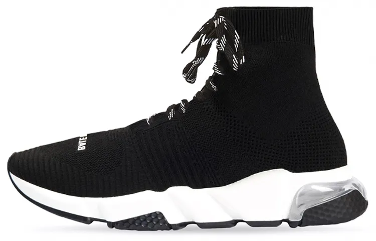 Balenciaga Speed Lace Up High top Casual Shoes Men's Black