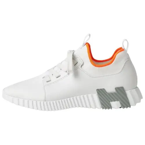 HERMES Depart Textile, Leather Low top Casual Shoes Men's White