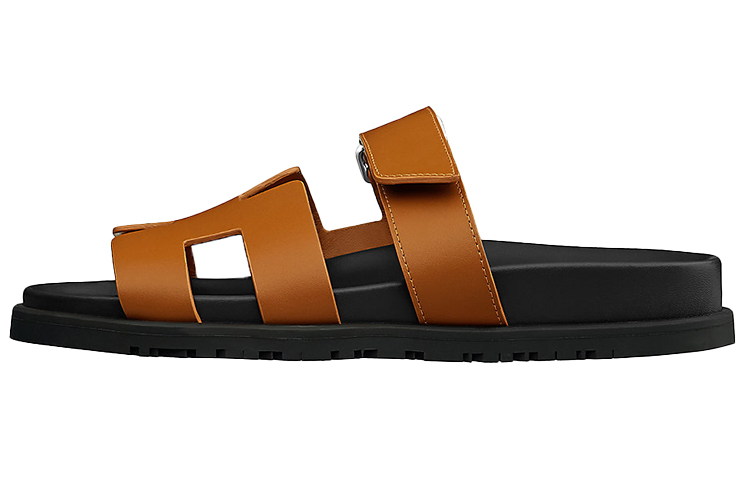 HERMES Chypre Slide Slippers Women's Brown Black