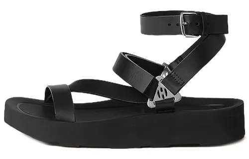 HERMES Galaxy One Strap Sandals Women's Black