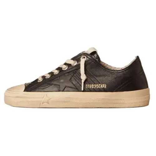 Golden Goose V Star Leather Low top Skateboard Shoes Women's Black Distressed