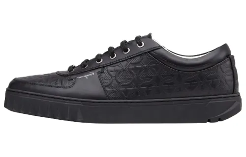 FERRAGAMO Gancini Casual Low top Stylish Skateboarding Shoes Men's Black