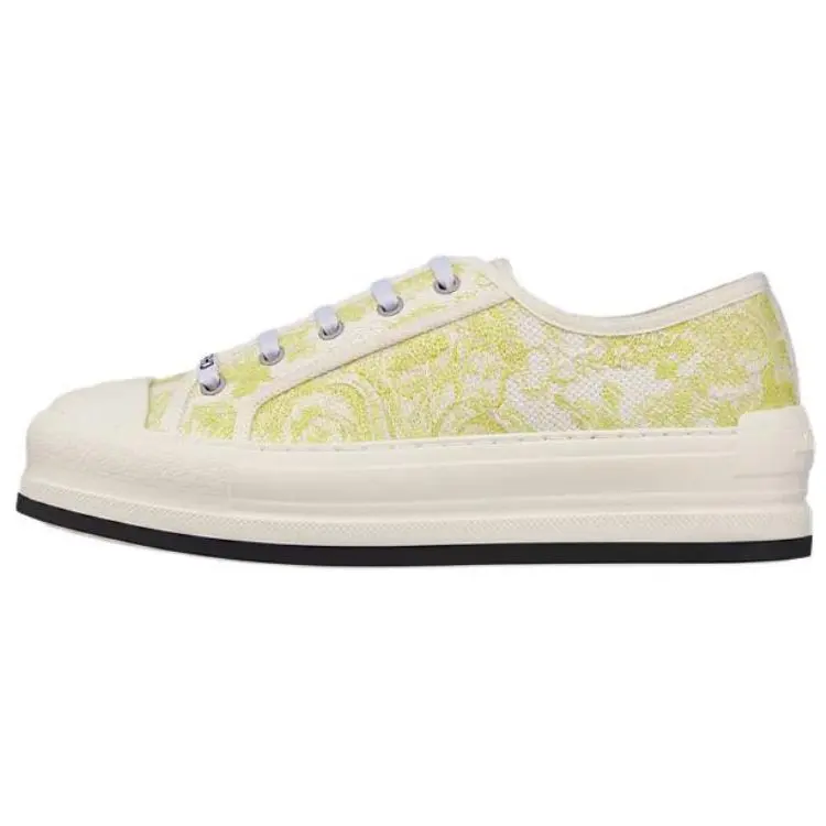 DIOR Dioriviera Low top Canvas Shoes Women's White Yellow