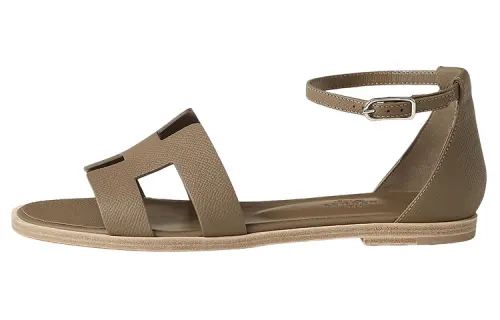 HERMES Santorini One Strap Sandals Women's Dark Brown
